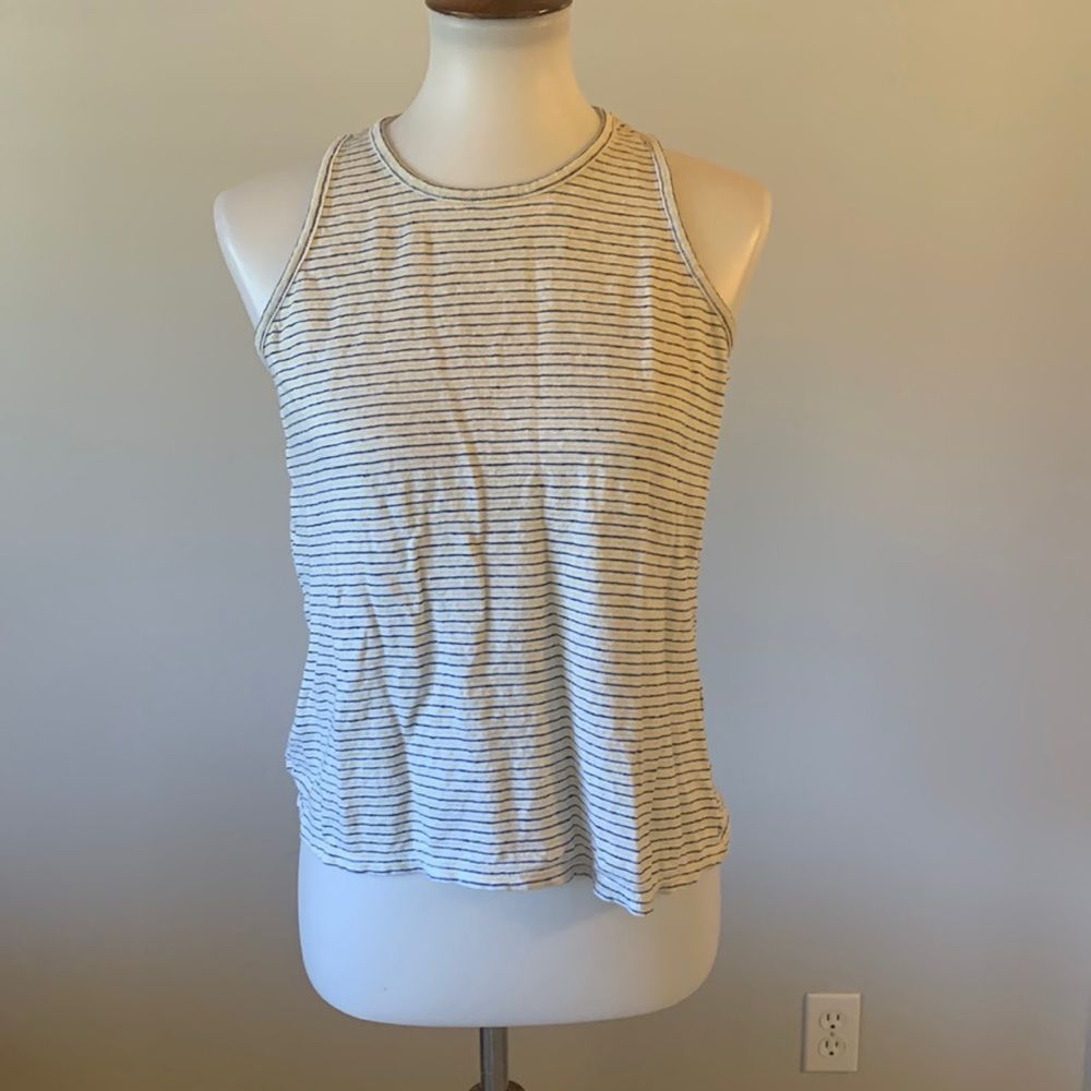 FRAME Striped Linen Tank Top - Size Medium